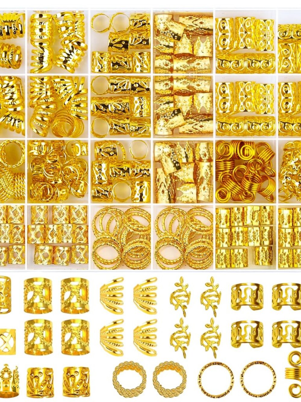 280 Pcs Hair Jewelry for Braids, Gold Loc Jewelry for Hairs Dreadlocks Braid Cli